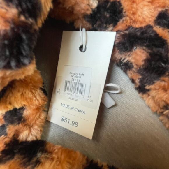 Simply Southern Simply Soft Shacket New Leopard Print Sherpa XL NWT Button Front - Picture 6 of 10